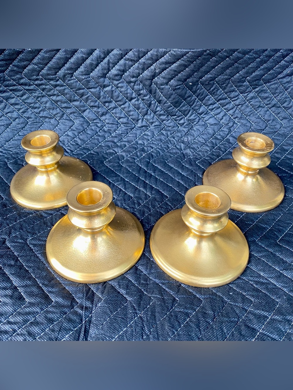 Elegant Vintage Pickard China Etched 24k Gold-Plated Candle Holders (Set of 4)